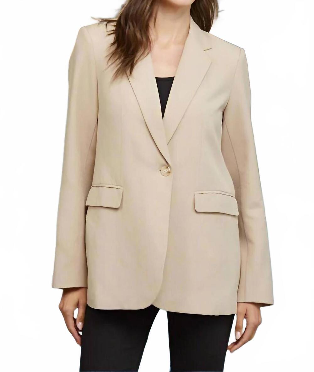 NEW FATE linen blend oversized blazer in taupe
